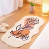 Tapis géométrique fleur confortable tapis doux chambre tapis art minimaliste ondulé fille chambre décoration de la maison esthétique moderne balcon paillasson