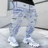 Модные спортивные брюки-шаровары с принтом кешью, мужские свободные комбинезоны с несколькими сумками High Street