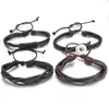 Charm Bracelets Snap Bracelet Multilevel Braided Wrap For Men Vintage Leather Fit 18mm Button Ethnic Wristbands