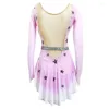 Stage Wear Pink Figure Skating Dress Sleeveless Ice Skirt Spandex Competition Dresses Turtleneck Collar Mesh