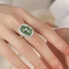 Luxo 6ct peridot diamante anel 100% real 925 prata esterlina festa de casamento anéis de banda para mulheres homens promessa jóias de noivado