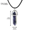 Pendant Necklaces CSJA Natural Crystal Stone Hexagonal Prism Pendants Double Pointed Antique Silver Color Feather Quartz For Necklace 2023