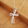 Hängen 925 Sterling Silver 18 Inches Zircon Elegant Cross Pendant Necklace For Women Fashion Jewelry Christmas Gifts