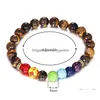 Kralen 8 mm natuursteen 7 chakra armbanden armbanden voor vrouwen mannen yoga nce kralen boeddha gebed elastische armband valentijnsdag je dhj56