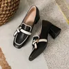 Kleid Schuhe Frauen Retro Bowknot Loafers Frühling Quadratischen Kopf Frauen Einzelne Schuhe Klassische Dicke Heels Weiche Leder Weibliche Pumpen Zapatos de Mujer 231108