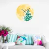 Wall Clocks Luminous Clock Glow The Dark Xmas Tree Bedroom Christmas Moon Wooden Silent Decor