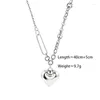 Hängen 925 Sterling Silver Vintage Punk Love Heart Necklace Party Jewelry for Women Summer Simple Geometric Holiday Beach Accessories