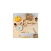 キッチンは食品木製のおもちゃのキッチン調理器具ポットパン料理のふりをする教育的ミニハウスおもちゃのための子供向けシミュレーションの道具gir otqpv