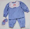 Pigiama vintage unisex per bambini con lettere ricamate e benda sugli occhi. Set pigiama scozzese da notte per bambina e ragazzo. Abbigliamento per bambini R231108