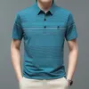 Мужские рубашки Browon Brand Brand Polo Tops Tops 2023 Fashion Smart Casual с коротким рукавом рабочая одежда полосатая принт лето 230407