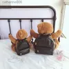 Rucksäcke 2023 Neue Kawaii Braunbär Rucksack Plüschtier Kreative Motorrad Bär Rucksack Weiche Stofftier Tasche Mode Frau Mädchen BagL231108