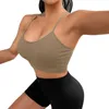 Kvinnors tankar Kvinnors sportbh vadderad crossback bustier utan underwire spaghetti rems fitness push up stretch longline topp för