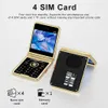 Fashion Foldble Mobile Telefon 4 SIM Card Standby Unlocked Flip 2G GSM COLTONE TOLEPHER 2.4 '' SCREEN Magic Voice Speed ​​Dial FM Radio LED -ficklampa Recording Blacklist