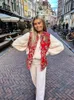 Kvinnors västar mode tryckt reversibel västjacka för kvinnor vintage nationell stil casual lapptäcke 2023 hösten chic street waistcoat