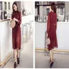 Casual Dresses Black Vintage Clothes Spring Lady Long Chiffon Dress 2023 Korean Fashion Women Sleeved Polka Dot Pleated 3670 50