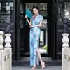 Vêtements ethniques 6 couleurs femmes plus taille longue Cheongsam mince vintage robe d'été costumes de style chinois sexy élégant élastique