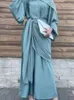 Abbigliamento etnico Preghiera Abito musulmano Donna Abaya 2 pezzi Set Cintura Marocco Partito Caftano Turchia Arabo Abito lungo Abiti Abiti Dubai 2023