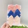 Saç aksesuarları 3pcs/set sevimli pamuklu macaron renk yaylar çocuklar için çocuklar için bebek tatlı bowknot elastik saç bandı başlıklar