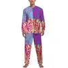 Vêtements de nuit pour hommes Colorblock Print Pyjamas Rainbow Swirls Mâle À Manches Longues Mignon Pyjama Ensembles 2 Pièces Chambre Automne Personnalisé Vêtements De Nuit Idée Cadeau