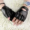 Fingerless Gloves Unisex Artificial Leather Half-Finger Gloves Theatrical Punk Hip-Hop Driving Motorcycle Performance Party Fingerless MittensL231017