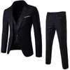 Herrenanzüge der Marke Blazer 3-teilig weinrot elegante Passform Knopfkleid Anzug Weste Party Hochzeit formelle Business-Terno