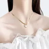 Pendant Necklaces Korean Romantic Style Clavicle Chain Heart Necklace For Women Girls Cute Vintage Pearl Wedding Birthday Memorial Gift