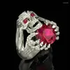 Cluster Rings Arrival Fashion Men's Ring Punk Skull Heart Of Fire Hostility Gifts Luxury Jewelry TRENDY Party Wholesale