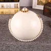 Large size portable pearl Dinner Bag Make-Up women's bag round acrylic hard box earth oblique cross 231108