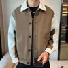 Vestes pour hommes Printemps et automne Mode rétro Ruffian Beau haut de gamme Couleur Blocage Vêtements de travail Tendance Revers Veste polyvalente Top