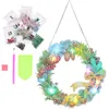 Decorative Flowers 1 Set Of Christmas Diamond Drawing Garland Xmas Wreath Hanging Sign Door Decoration