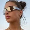 Trendiga polariserade UV -skydd solglasögon för kvinnor och män, designer lindas runt rimfri vindtät skyddsglasögon y2k
