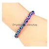 Braccialetti con perline fatti a mano con perline Braccialetti con ciondoli blu malocchio blu Turchia per le donne Corda intrecciata Corda Fatima Perline Bracciale a catena D Dhe1H