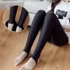 Calças femininas preto de cintura alta brilhante magro para mulheres legging de pelúcia inverno quente leggings alta engrossar senhoras ao ar livre