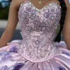 Pink Sweetheart Quinceanera Dresses Birthday Party Elegant Crystal Appliques Tiered Tulle Evening Prom Dresses for Women Ball Gown