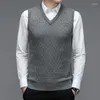 Herenvesten Merk gebreide trui Heren Business Casual Regular Fit Vest Trui Wol Effen Kleur Mouwloze V-hals Kleding