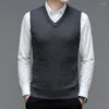 Herenvesten Merk gebreide trui Heren Business Casual Regular Fit Vest Trui Wol Effen Kleur Mouwloze V-hals Kleding