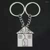 Keychains 5pairs Par Metal Keychain House Shape Key Ring Lovers Love Chain Souvenirs Valentine's Day Creative Gifts Partihandel