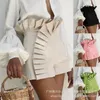 Women's Shorts 2023 Womens Pants Casual Fashion Personality Beige Pleated Lace Design High Waist For Women