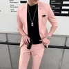 Męskie garnitury (spodnie kurtki) Mężczyźni wiosna wysokiej jakości kombinezony biznesowe pół rękawów/mężczyzna Slim Fit Fashion Haun's Wedding Dress Man Casual Blazers