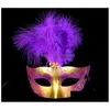 Party Masks Luminous Feather Mask Bar Masquerade Halloween Childrens Toy L157 Drop Delivery Home Garden Festive Supplies Dhzbo