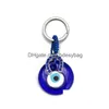 Nyckelringar Animal Butterfy Turtle Owl Palm Evil Eyes Key Rings Keychain Metal Keyring Glass Lucky Blue Eye Pendant Ornament Keychains F DHE0U