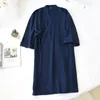 Kvinnors sömnkläder Spring Crepe och Thin Pyjamas Home Cotton Summer Bathrobe 2023 Nightgown Men Robe Ladies Japanese Style Service