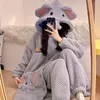 Women's Sleepwear Winter Thicken Women Night-robe Female Pajamas Hooded Soft Warm Cartoon Elephant Nightgown Coral Velvet Plush Pijama