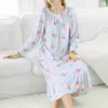 Women's Sleepwear Nightgowns For Women Fleece Long Sleeve KniFloral Warm Thick Nightdress Winter Soft Homewear Nightwear Sleeping