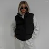 Gilets pour femmes Gotoola coton rembourré gilet automne et hiver mode fille vêtements chauds sans manches couleur pure à capuche en coton veste