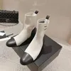 2023 Designer luksusowy czysty kolor Martin kostki Buty damskie 3D muchy elastyczna tkanina drukowana impreza zewnętrzna oddychająca but ladys seksowne modne buty na środkowym obcasie