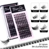 Faux cils greffés réutilisables fabriqués à la main, naturellement doux, légers, minces et denses, 84 grappes de cils segmentés, cils individuels de 8 à 16 mm