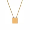 Womens Metal Plate Necklaces Square Crystal Letter Pendant Necklaces Designer Chain Fashion Jewelry Accessories Women Clavicle Chain Necklace Jewelry