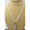 Hangende kettingen 8 mm witte opaal opalite draak genezing chakra reiki nelace 18''Pendant necklassespendant