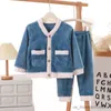 Pyjama's Kindernachtkleding Fleece Thuispak voor kinderen Meisjes Pyjamasets Pluche zacht vest + broek Homewear Baby Pijama Tienerkleding R231108
